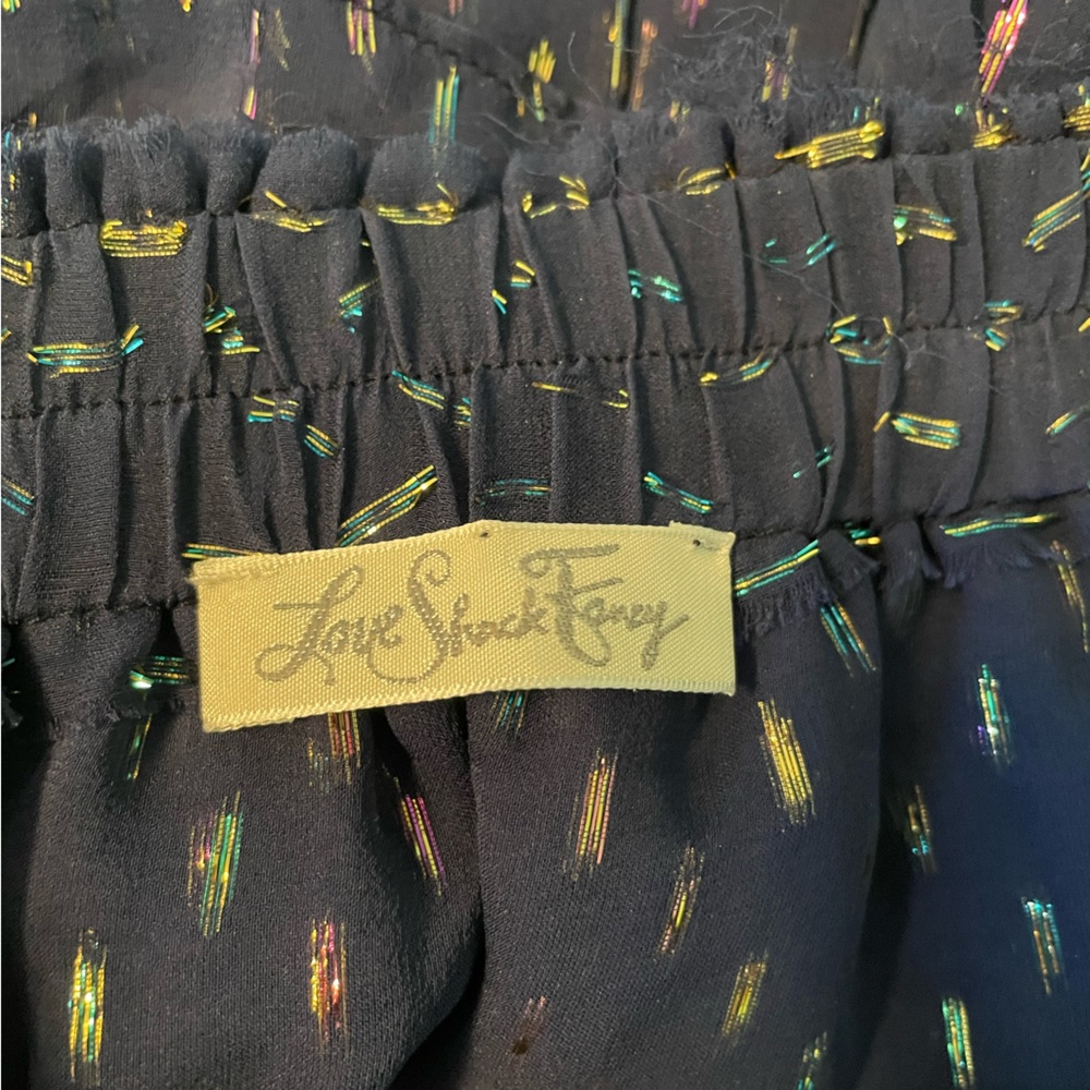 LoveShackFancy Blue Metallic Silk Mini Skirt - Picture 3 of 6